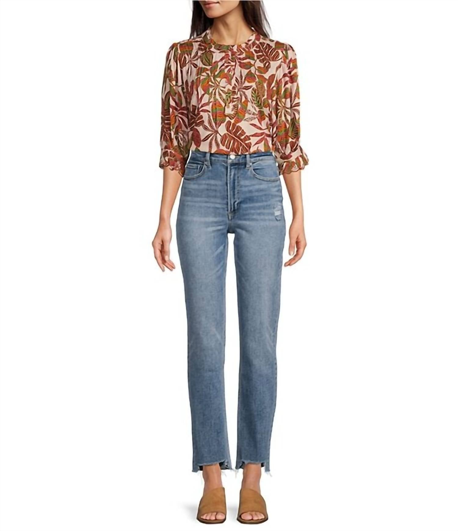 Dear John Denim - Jodi Straight Leg High Rise Fray High Low Hem Jean