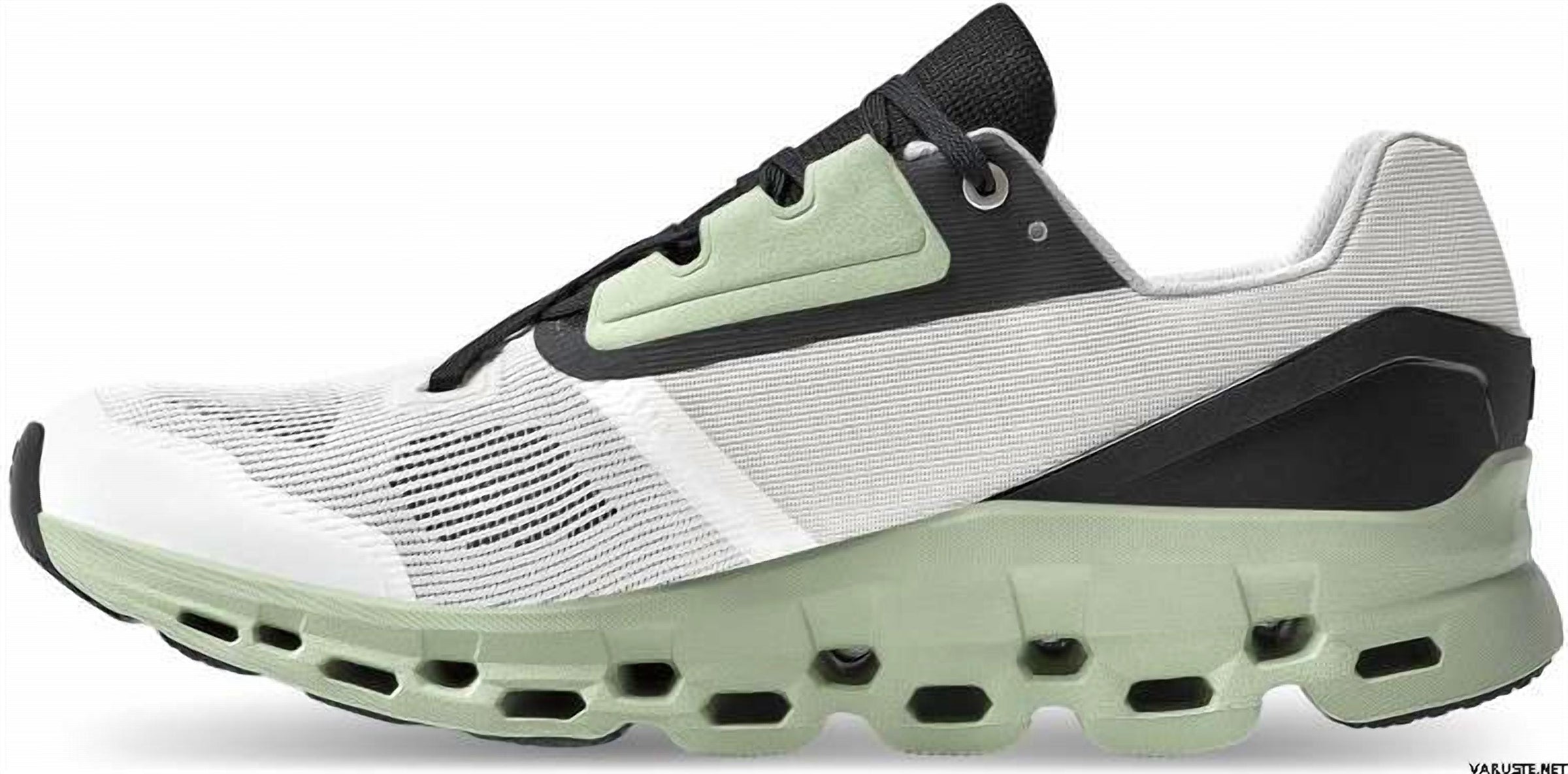 On Men's Cloudstratus Running Shoes in white black sage - men's shoe - detail view