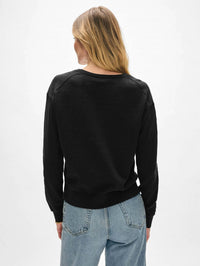 White + Warren - Organic Cotton Blend Rib Trim V-neck