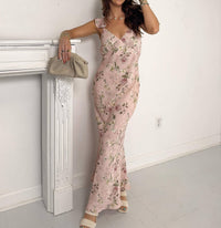 Dress Forum - Satin V Neck Maxi Dress