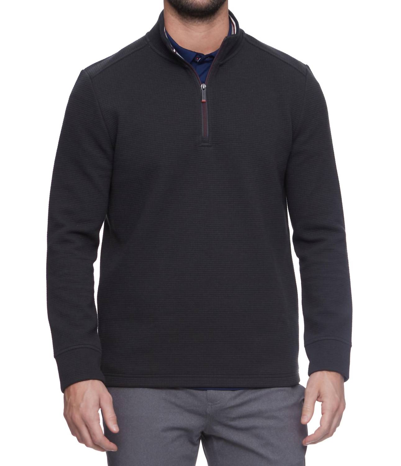 Flags & Anthem Warren Quarter Zip Pullover in charcoal - men's long sleeve top