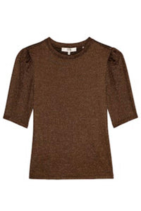 Frame - Women's Lurex Gathered Short Sleeve Tee