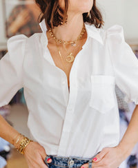 Shop Kmj - James Three Quarter Puff Sleeve Shirt