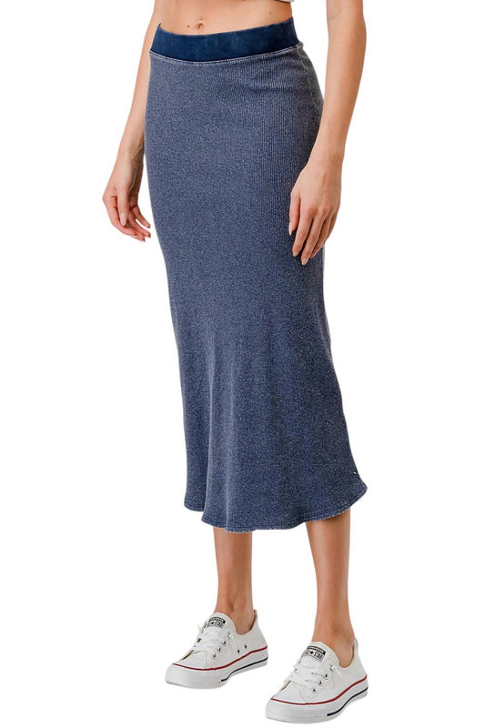 Hashtagmart - Ribbed Mineral Dyed Midi Skirt