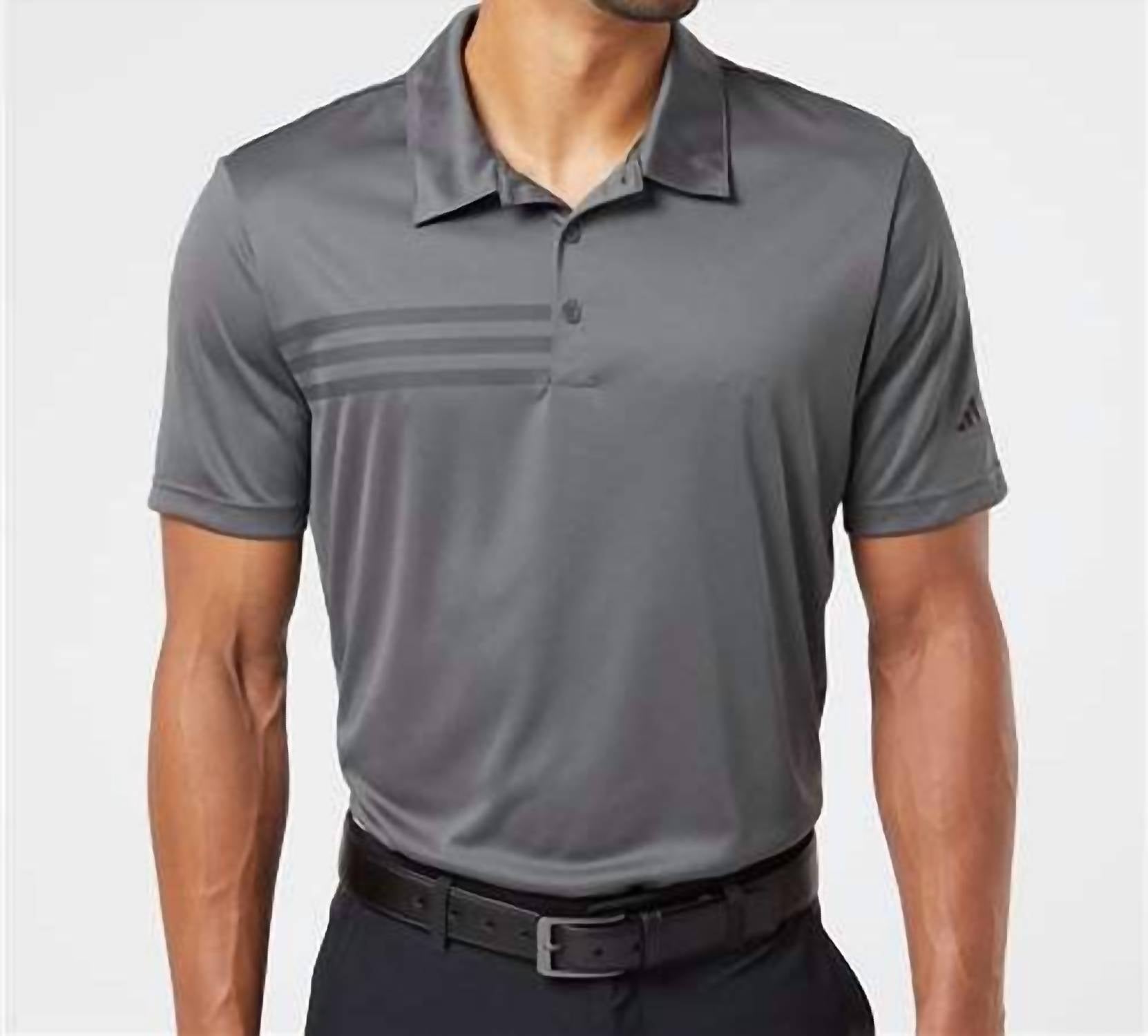 adidas Men's 3-stripes Chest Top in grey black - men's shirt