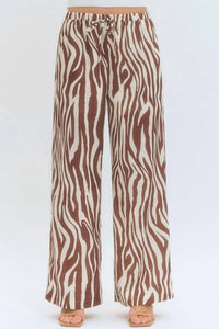 Entro - Elizabeth Zebra Print Drawstring Waist Pants