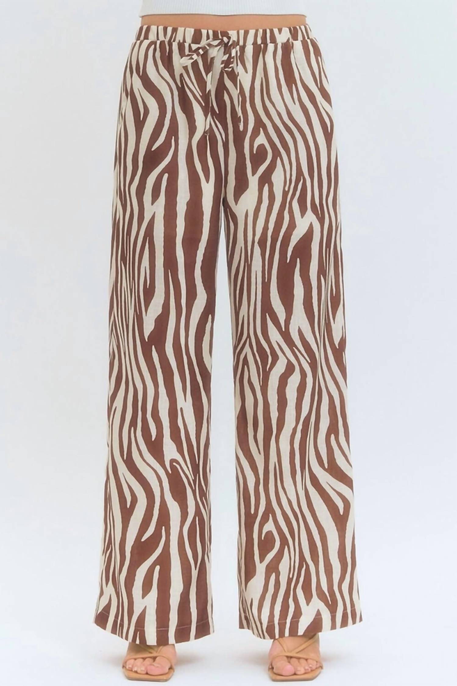 Entro - Elizabeth Zebra Print Drawstring Waist Pants