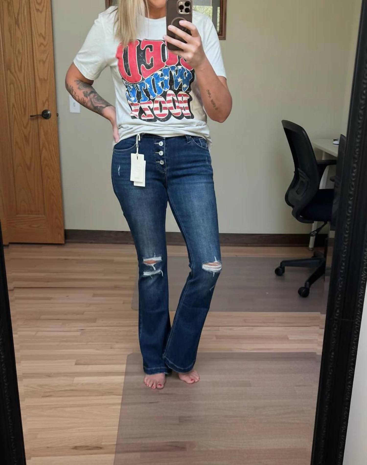 Kancan - Mid Rise Flare Stretch Jeans