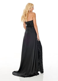 Rachel Allan - Strapless Lace Jumpsuit With Satin Overskirt