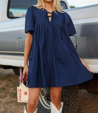 &Merci - Georgia Pleated Cotton Mini Dress With Flared Sleeves