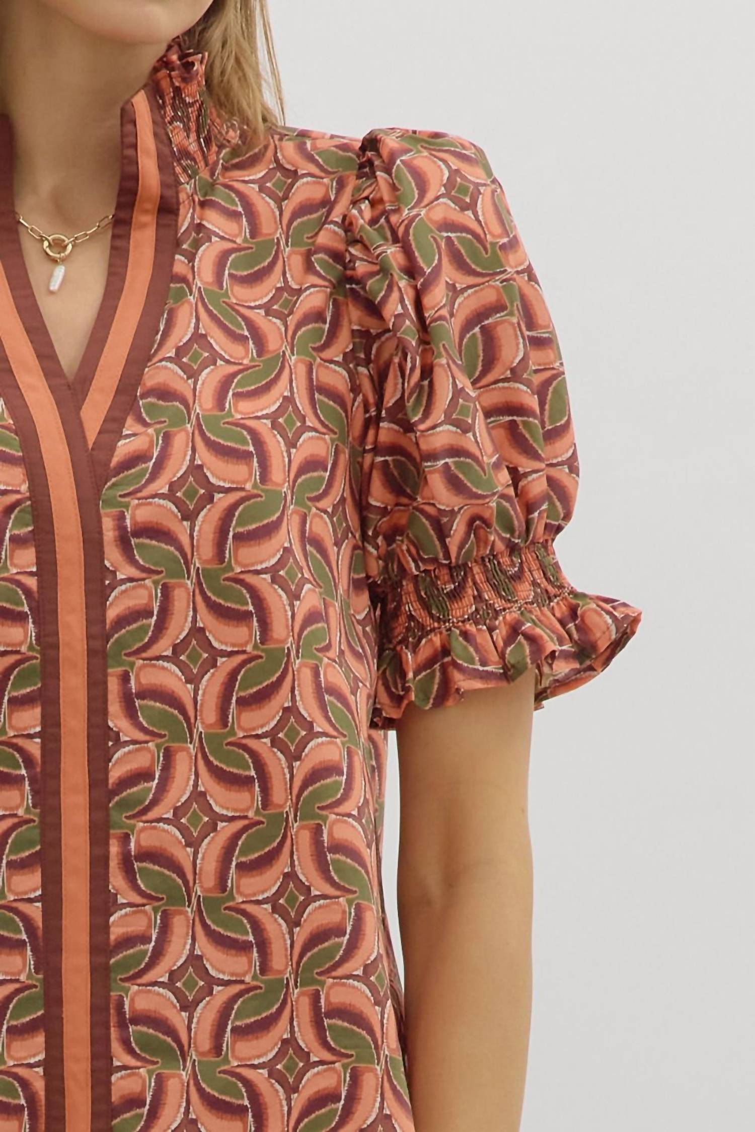 Entro - Ivy Abstract Print Top