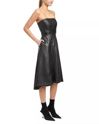 En Saison - Dawn Faux Leather Bustier Midi-dress