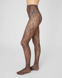 Swedish Stockings Women's Rosa Lace Tights in dark brown - women's accessory - detail view