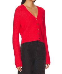 Free People School Girl Cardigan in cherry pop melange - women's cardigan - alternate view