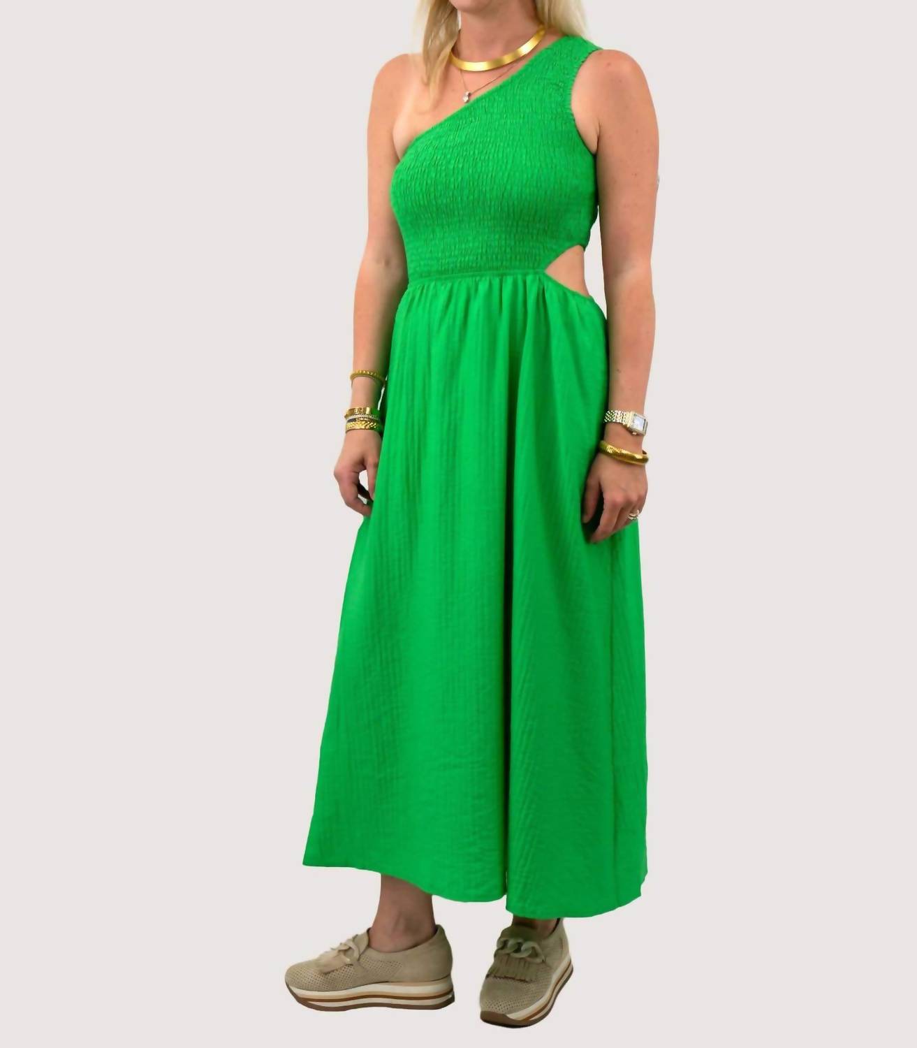 Davi & Dani - Cutout One Shoulder Maxi Dress