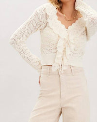 Illa Illa Lace Crochet Knit Top in ivory - women's sweater