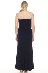 Joseph Ribkoff - Embellished Mesh Yoke Maxi Evening Dress