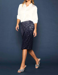 Skies Are Blue - Ombre Sequins Midi Skirt