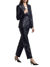 Cinq A Sept - Betsy Embroidered Faux Leather Wide-leg Pants