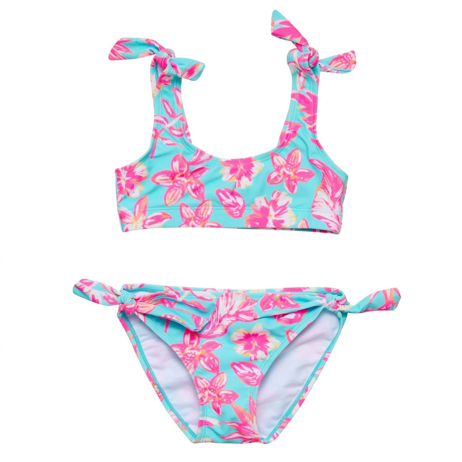 SNAPPER ROCK Girl's Tropical Glow Crop Bikini in yellow - kids' bikini