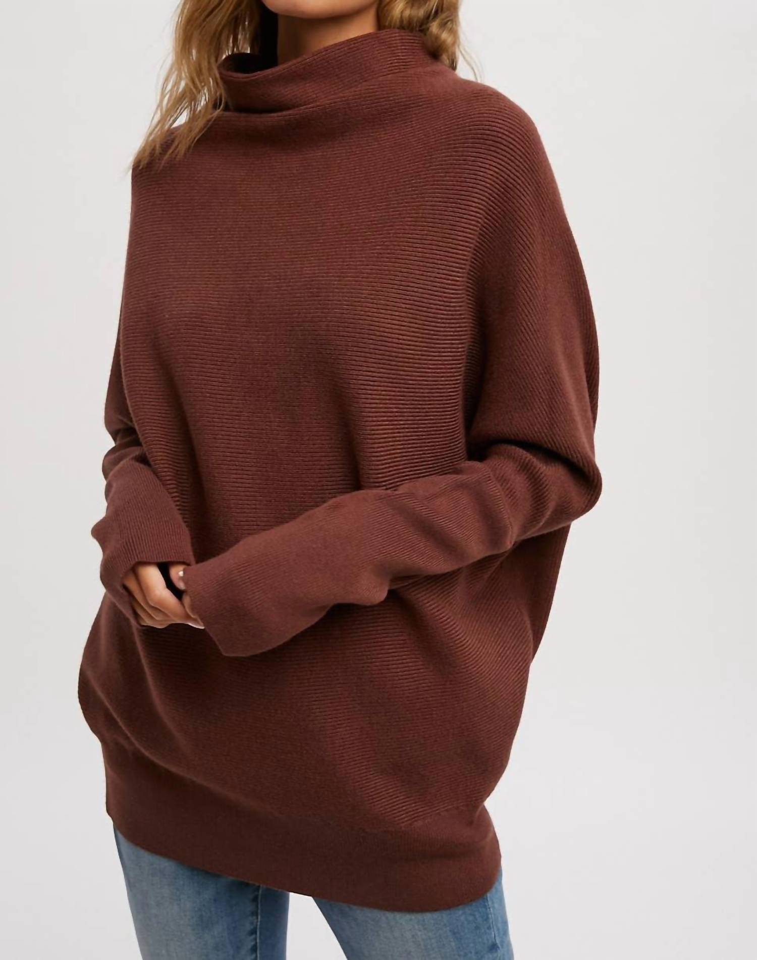 Bluivy - Slouch Neck Dolman Sleeved Pullover