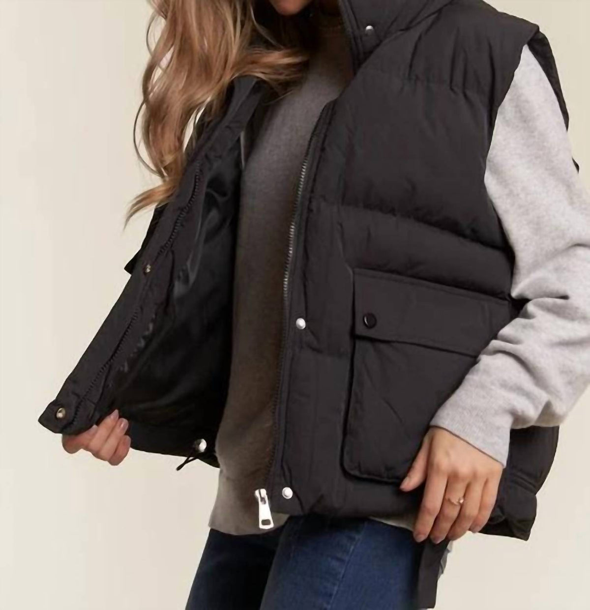Adora - Front Zip Up Puffed Utility Vest