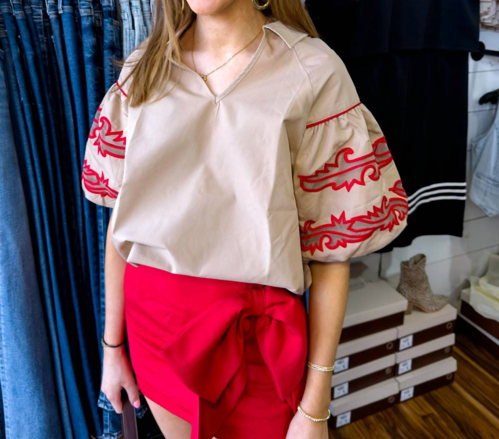 2FlyCo Sweetwater Stitch Top in dust - women's blouse