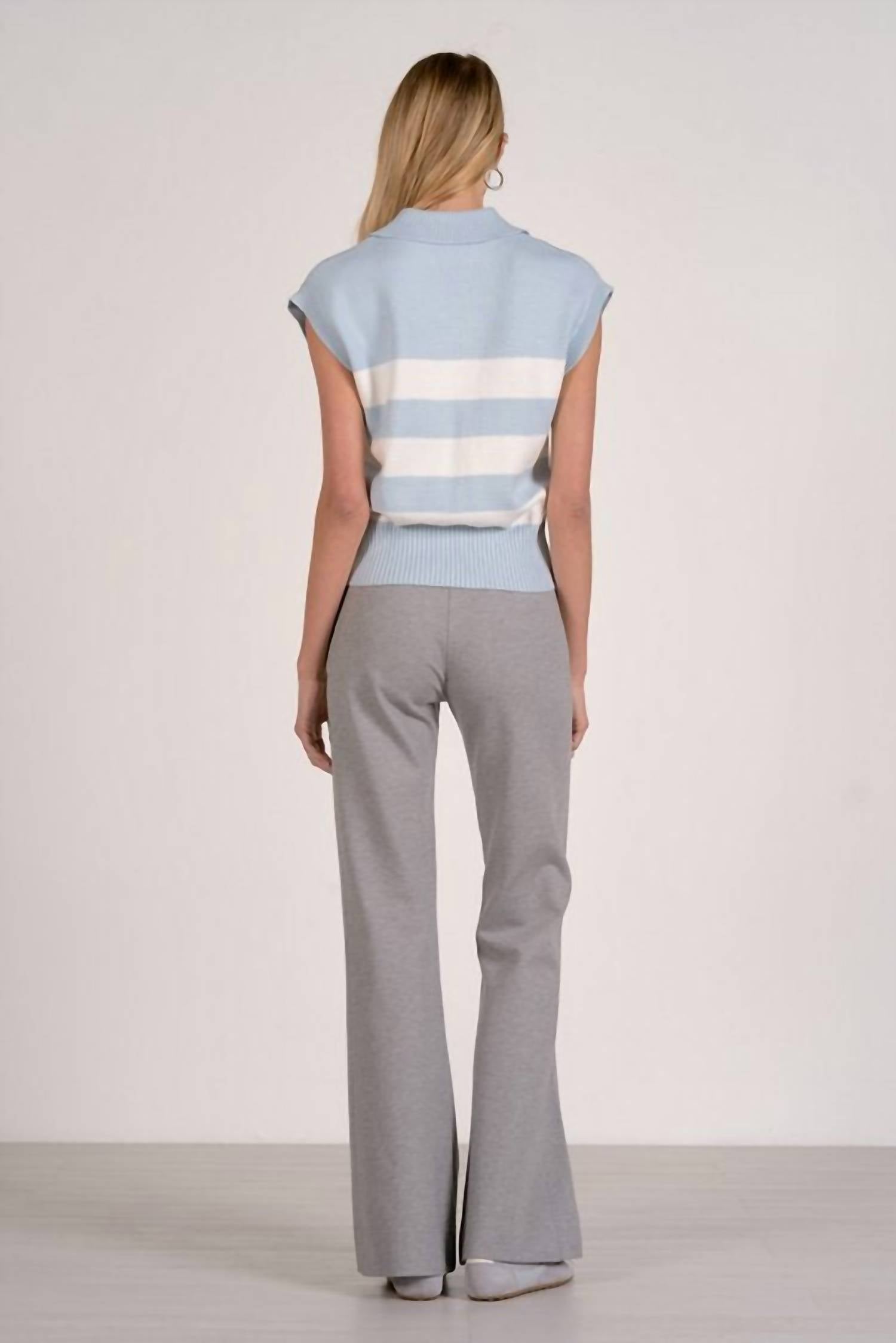 ELAN Porter Stripe Sweater Vest in blue - women's sweater - alternate view