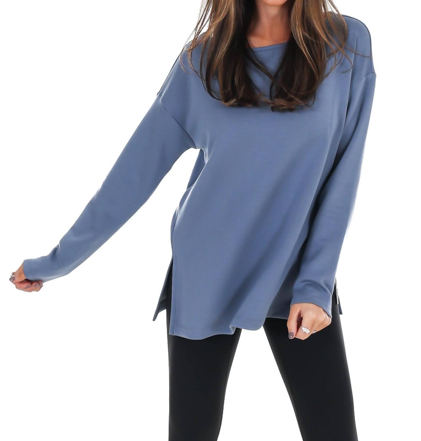 Spanx Airessentials Boatneck Tunic in rain - women's shirt - alternate view