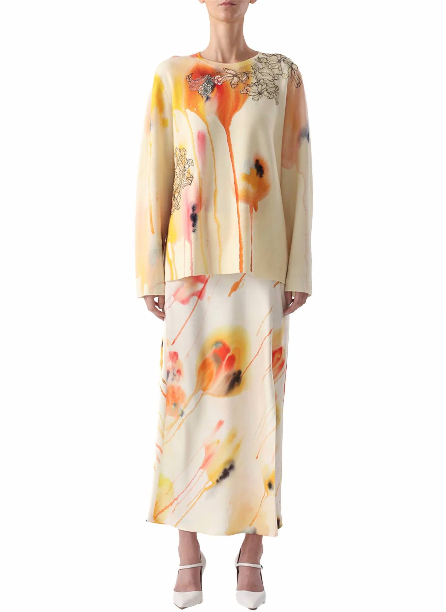 Jason Wu - Watercolor Floral Merino Knit Sweater