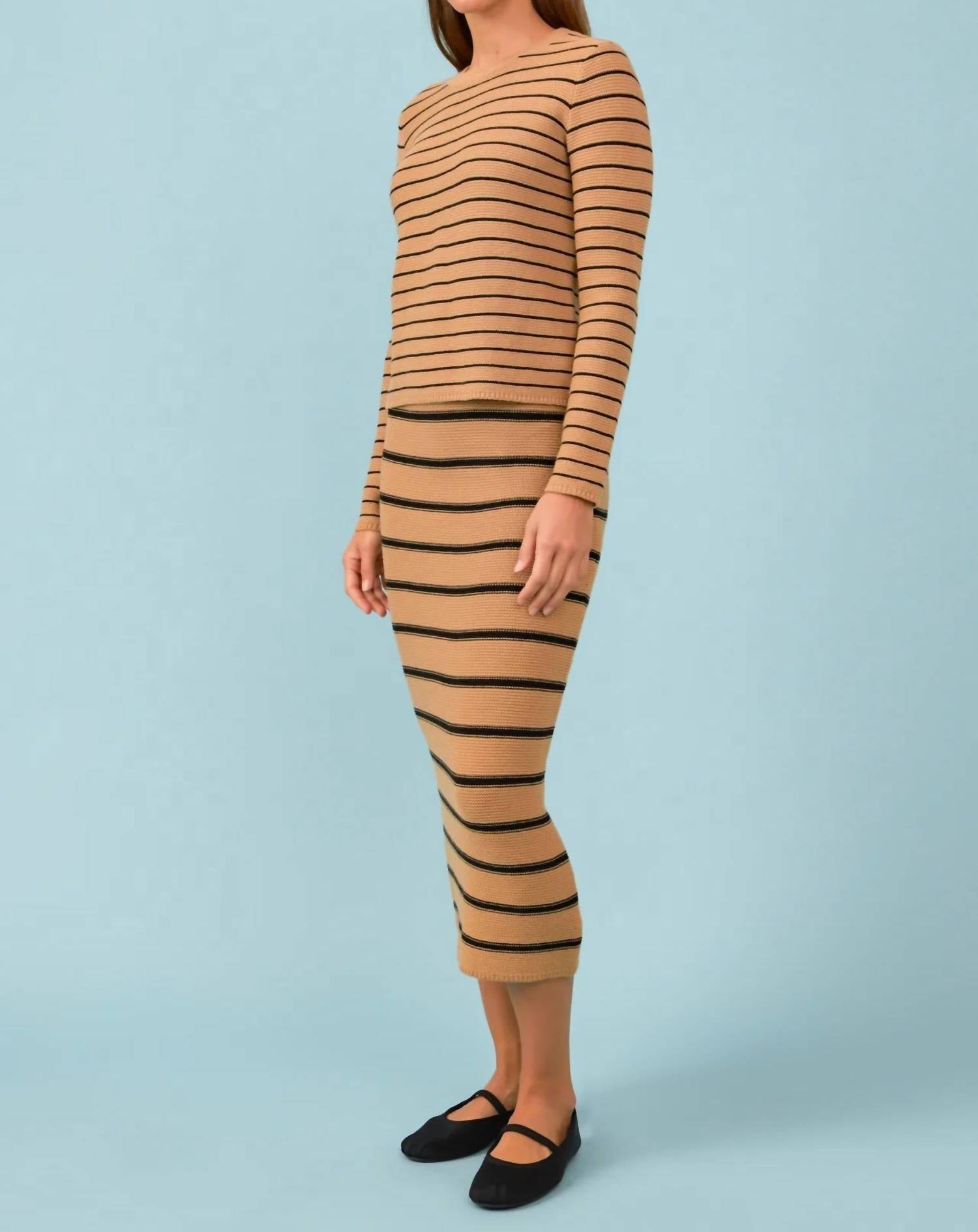 English Factory - Stripe Knit Midi Skirt