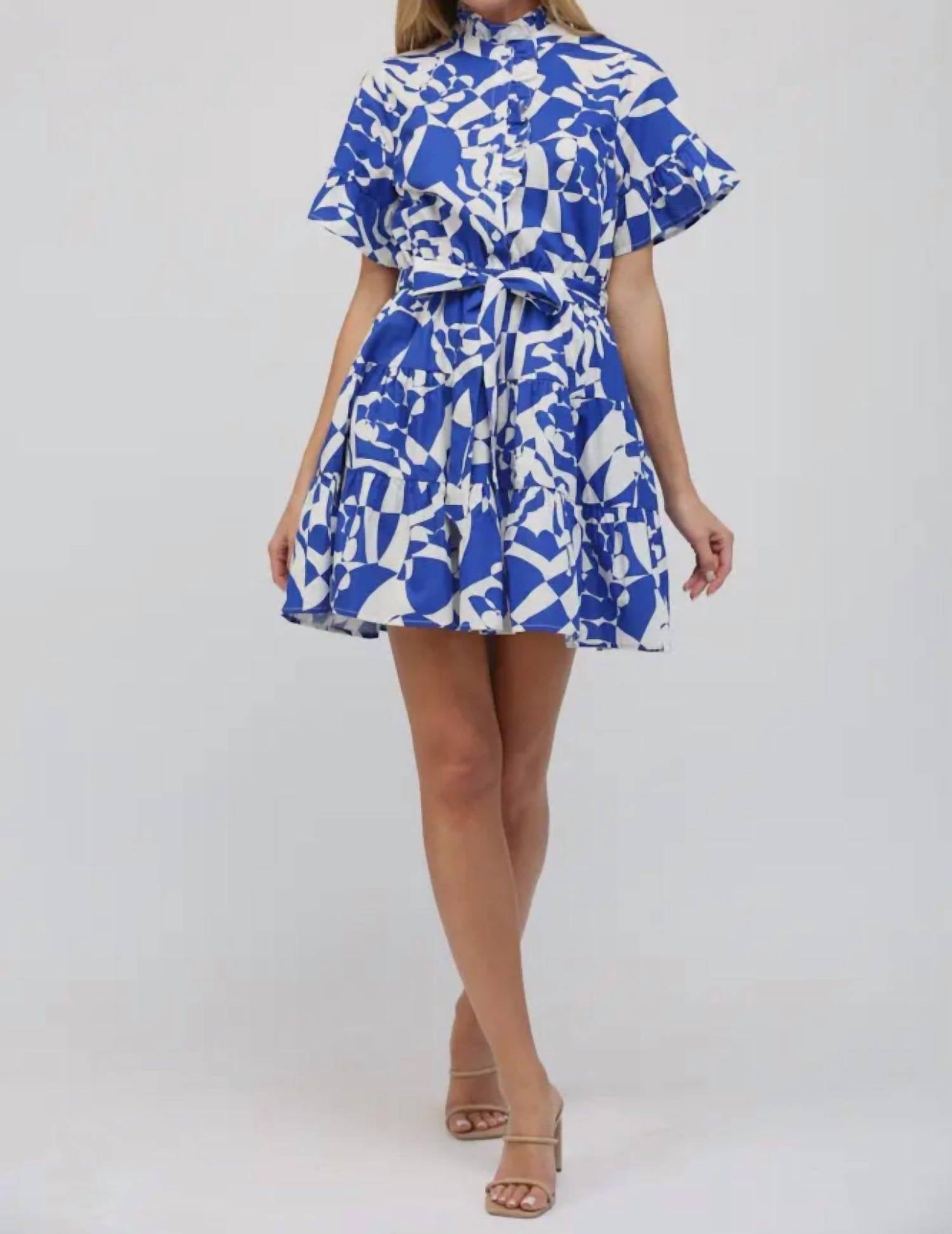 Fate by LFD Lucia Ruffled Mini Dress in blue - women's dress - view 4