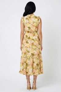 Laundry By Shelli Segal - Pinapple Print Ruffle Cap Sleeve Midi Dress