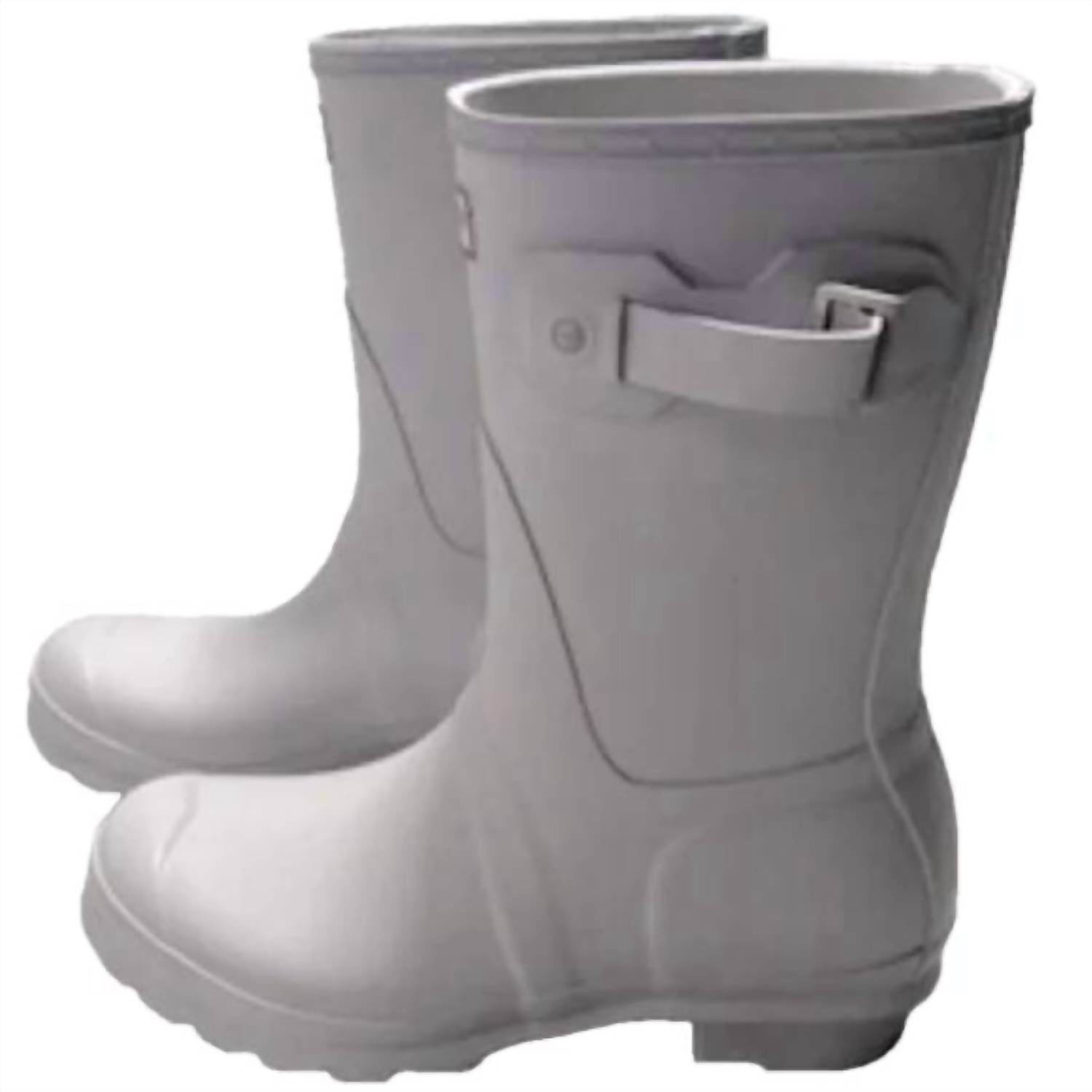 HUNTER Women's Originals Short Slip On Rubber Rain Boots in grey white - women's shoe