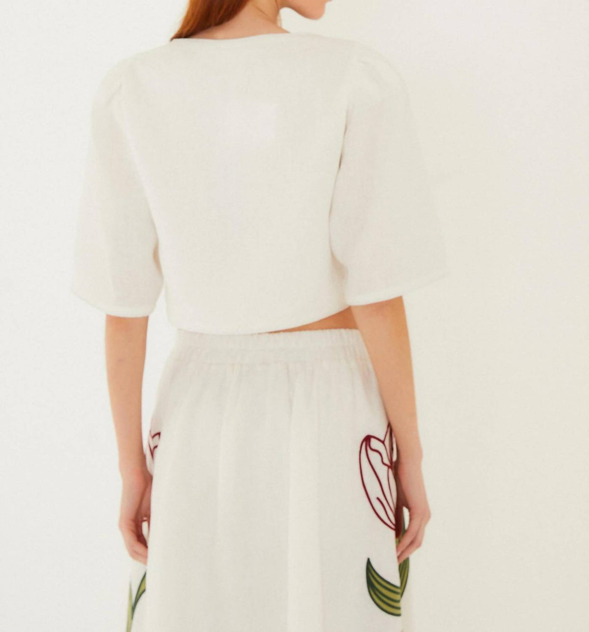 Farm Rio - Flower Embroidered Crop Top