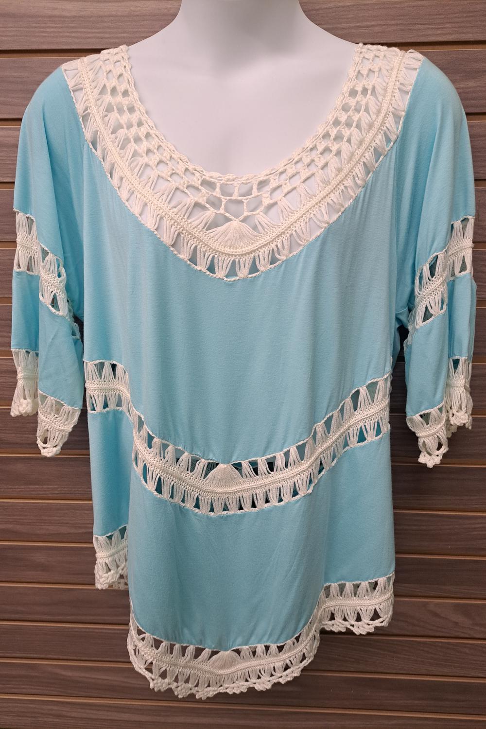 Zenobia - Women's With Crochet Design Plus Top