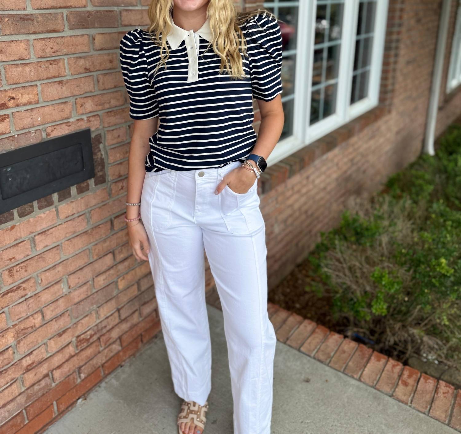 English Factory - Women's Striped Polo Top