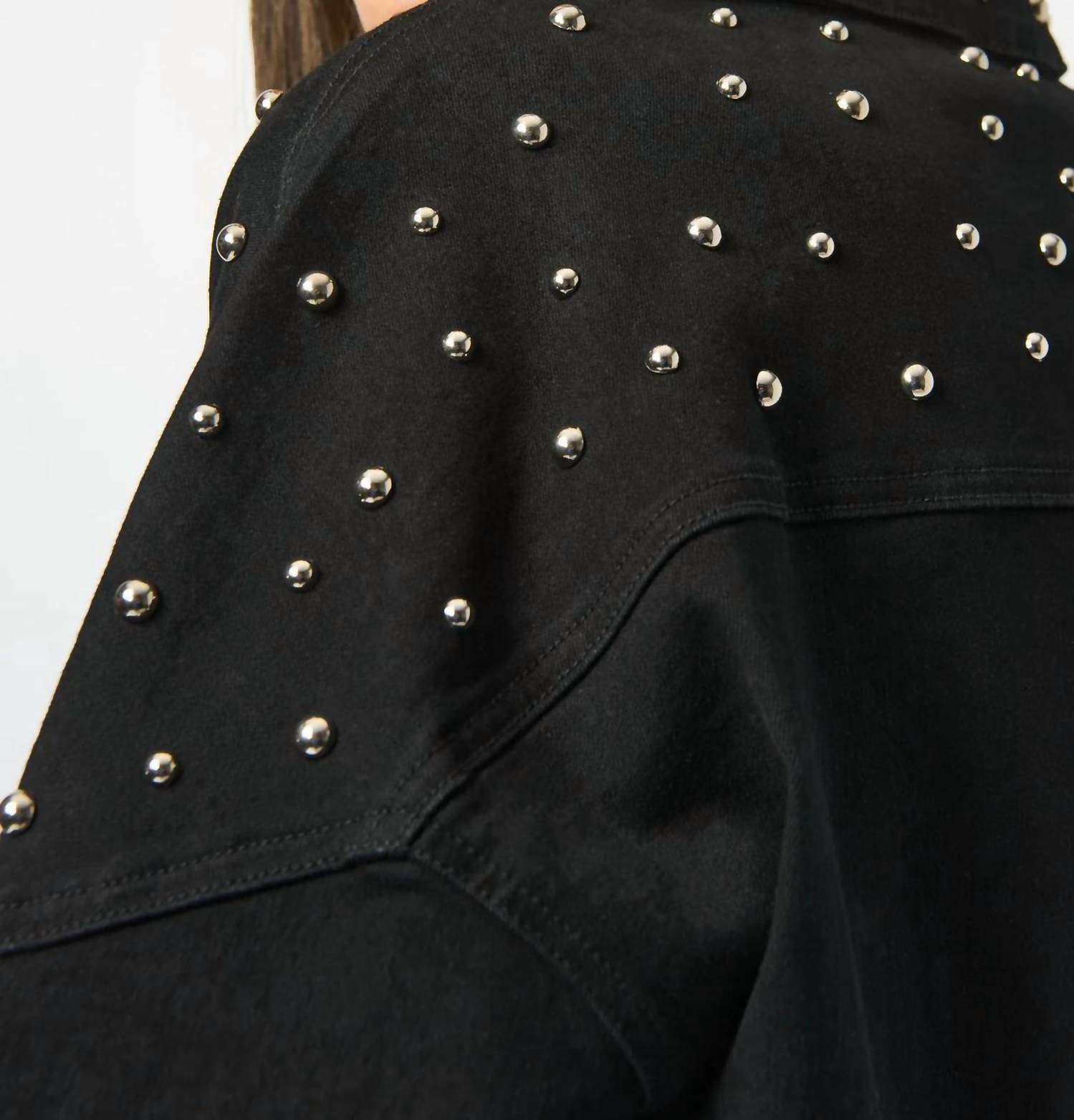 Joseph Ribkoff - Studded Stretch Denim V-neck Jacket