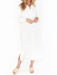 Show Me Your Mumu Captain Button Down Midi Dress in cream - women's dress