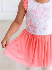 Rufflebutts - Girl's Butterfly Garden Toile Flutter Sleeve Dance & Gymnastics Leotard