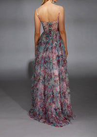 Alyce Paris - Long V-neckline Corset A-line Dress