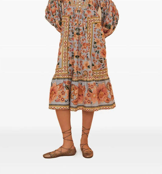 Farm Rio - Long Sleeve Midi Dress