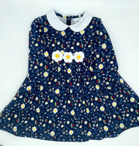 Florence Eiseman Kid's Floral Print Knit Dress in navy multi - kids' dress