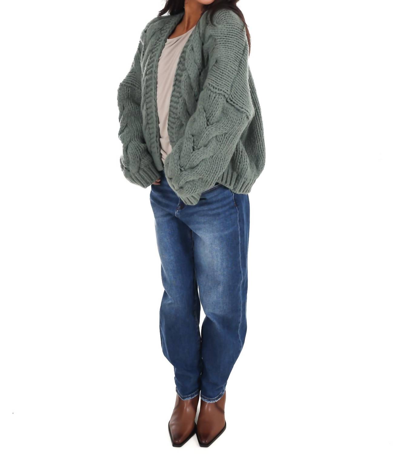 Dreamers - Chunky Cable Knit Open Cardigan