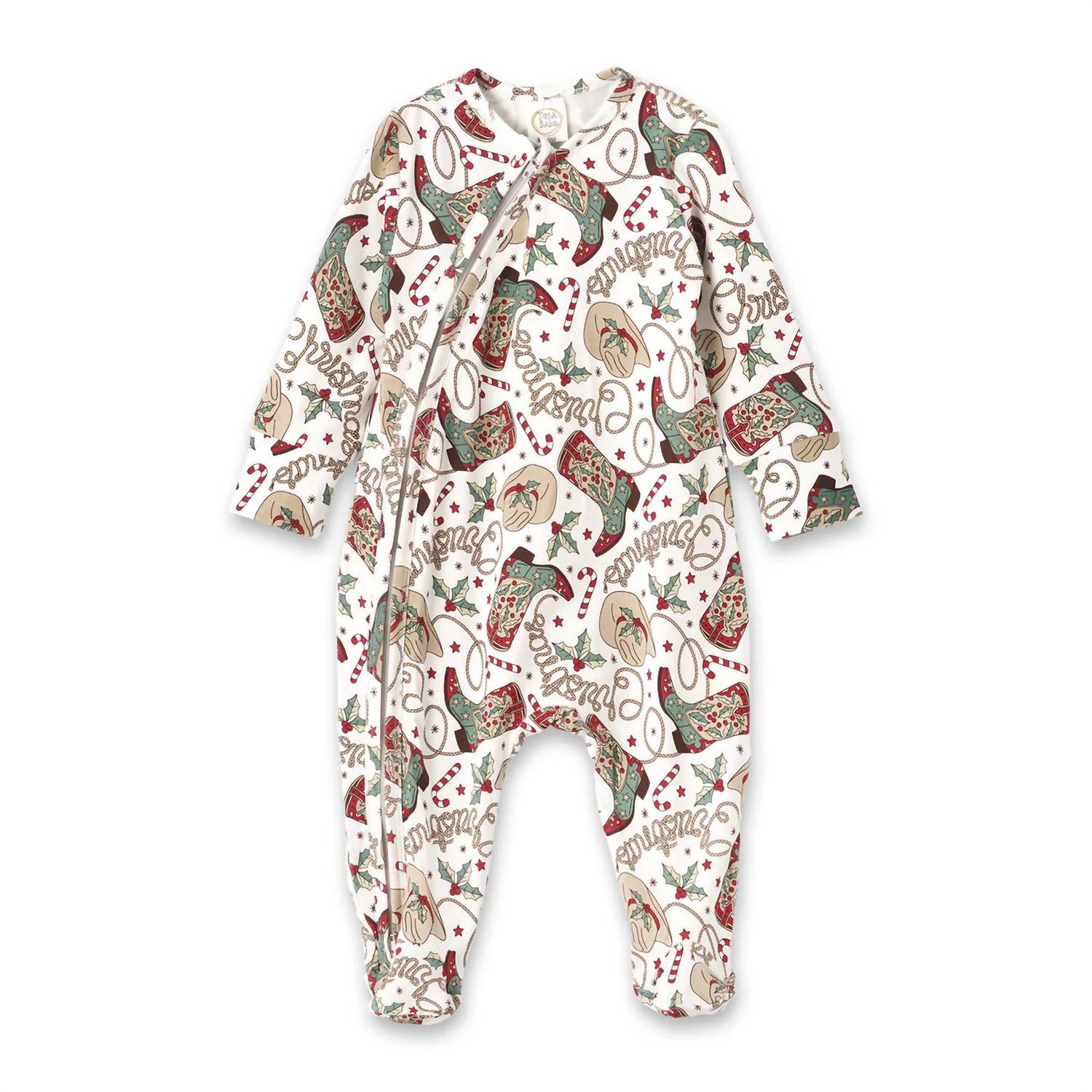 Tesa Babe Kid's Holiday Hoedown Zipper Romper in white - kids' item - detail view