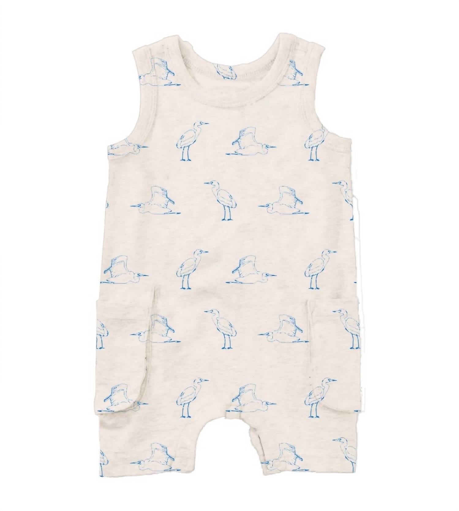 Polished Prints - Egret Pocket Playsuit