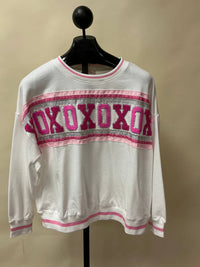 Peach Love - Xoxo Varsity Stripe Sweatshirt Top