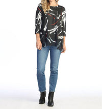 Jess & Jane - Abstract Colored Chiffon Hem Top