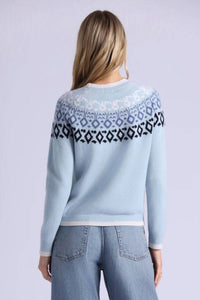 Minnie Rose Fair Isle Sweater in fresco blue - women's sweater - alternate view