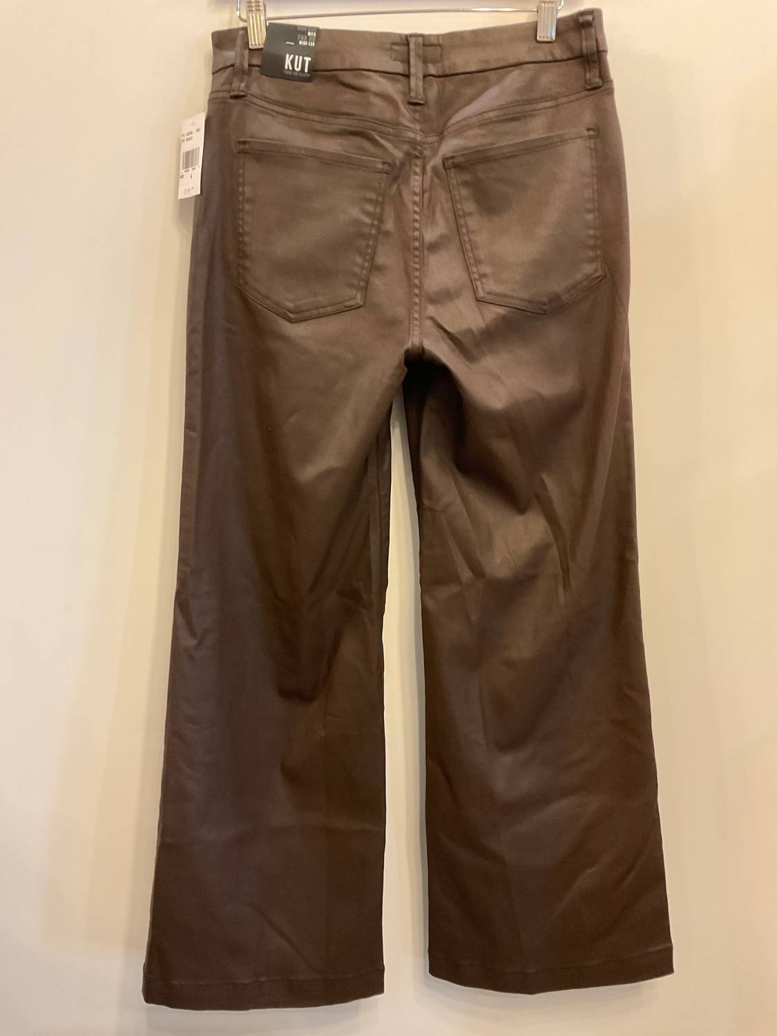 KUT FROM THE KLOTH Women's High Rise Meg Pants in chocolate - women's pants - detail view